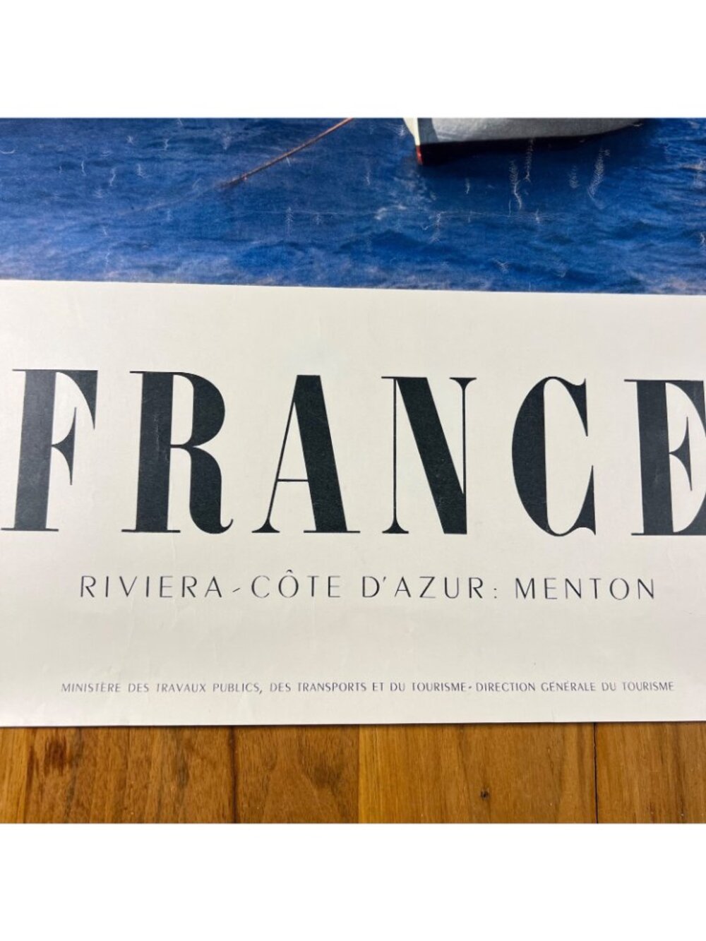 1950s ORIGINAL FRENCH TRAVEL POSTER, Ship, Riviera, Cote D'Azur - 24-1/2"x39" - Picture 4 of 16